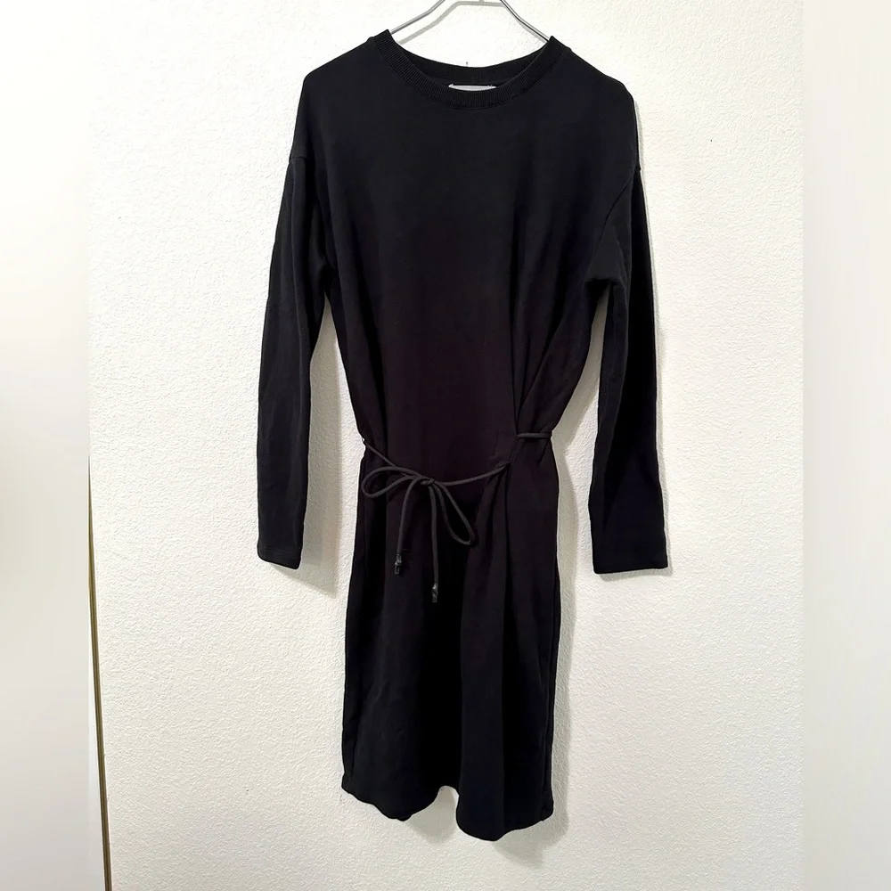 VINCE 100% Cotton Crew Neck Sweater Dress With Cord Tie Waist EUC - Picture 4 of 9